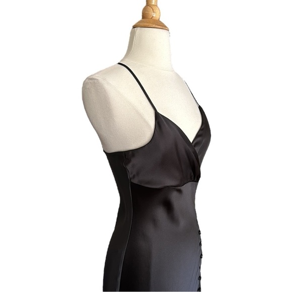 ZARA Black Slip Dress Satin Effect Dark Romance Dress, Size XS - Picture 6 of 16